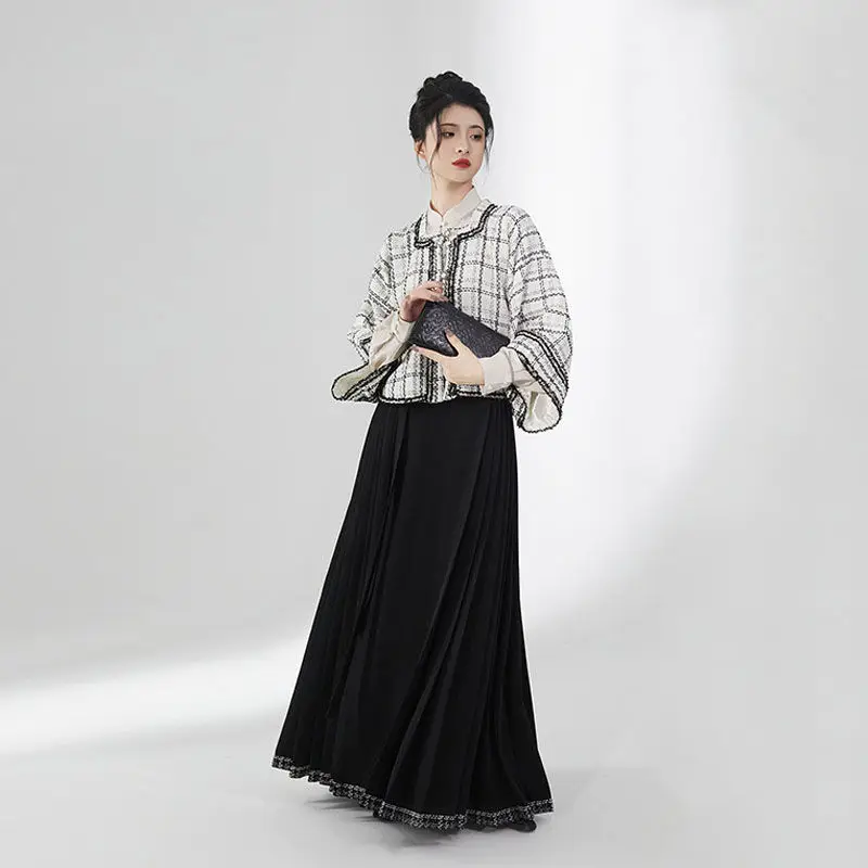 

Ming System Hanfu Square Collar Half Arm Han Elements Stand Collar New Chinese Style Horse Face Skirt Daily Commuting Clothing