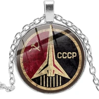 cccp russia national emblem communist symbol silver plated glass necklace ussr soviet union badge pendant sickle hammer
