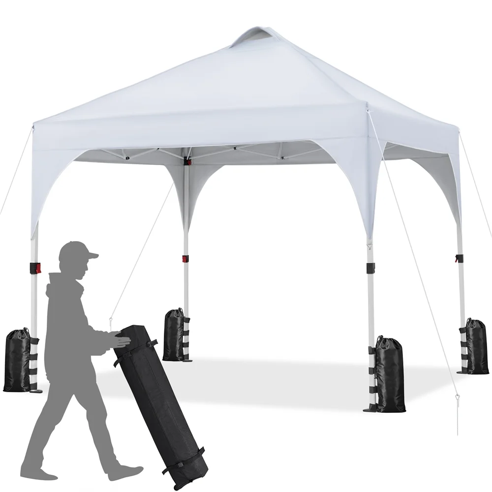 

Tent with Stakes Ropes Sandbags Wheeled Bag, White