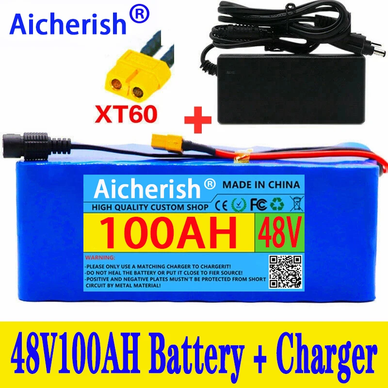 

13S3P 48V100Ah Lithium Ion Batterie 1000W 18650 Li-ion Battery Pack For 54.6v E-bike Electric Bicycle Scooter With BMS + Charger