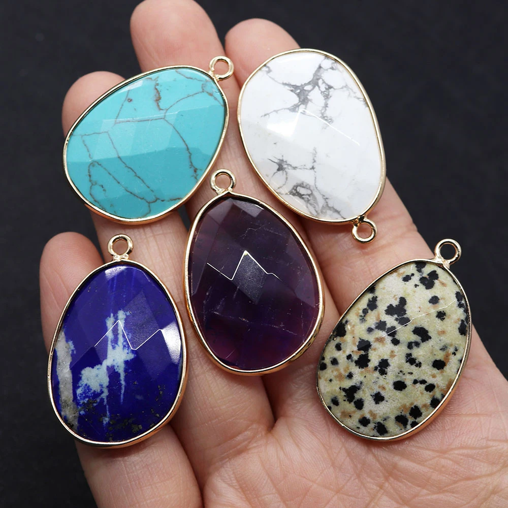 

Howlite Facet Water Drop Shape Pendants for DIY Making Necklace Earring Jewelry Accessory Natural Stone Agate Lapis Lazuli Charm