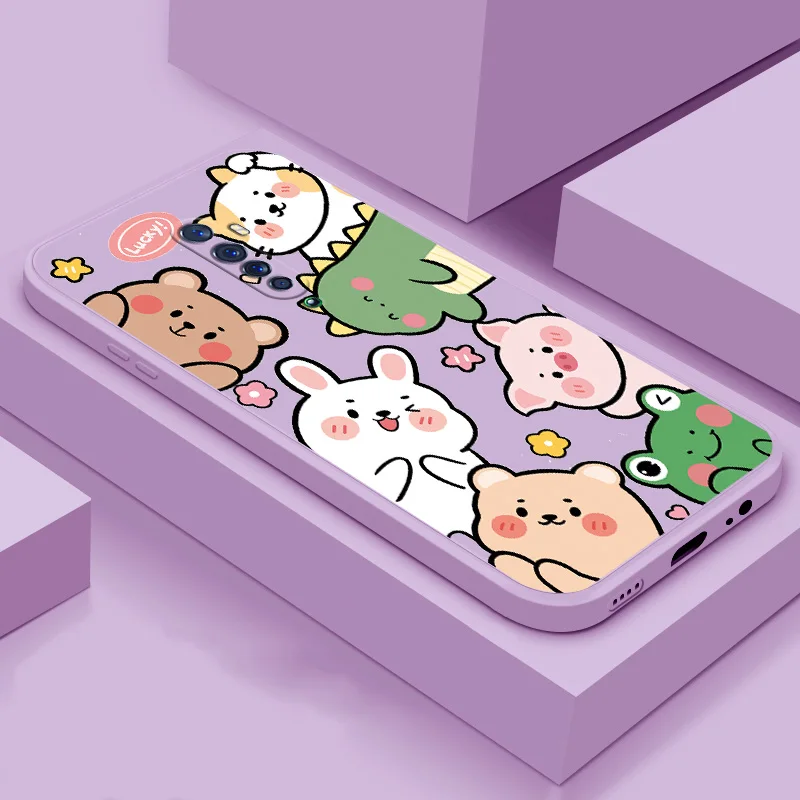 

Cute Cartoon For OPPO Reno Z Ace 2 2F 3 Pro 5g Case Straight Side Silicone Liquid Soft Shell For OPPO Reno Z Ace 2 2F 3 Pro 5g