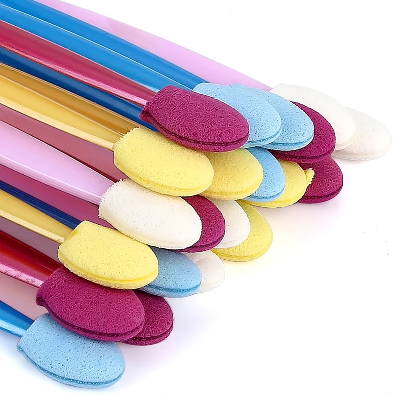 Wholesale Eyeshadow Applicator Pro Sponge Double Ended Portable Eye Shadow Brushes Nail Mirror Powder Brush Cosmetic Makeup Tool
