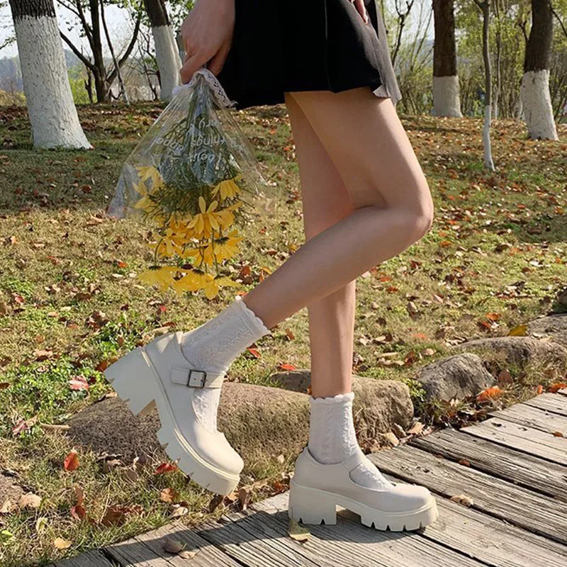 

Новинка 2022, Туфли Мэри Джейн на толстой подошве, с круглым носком