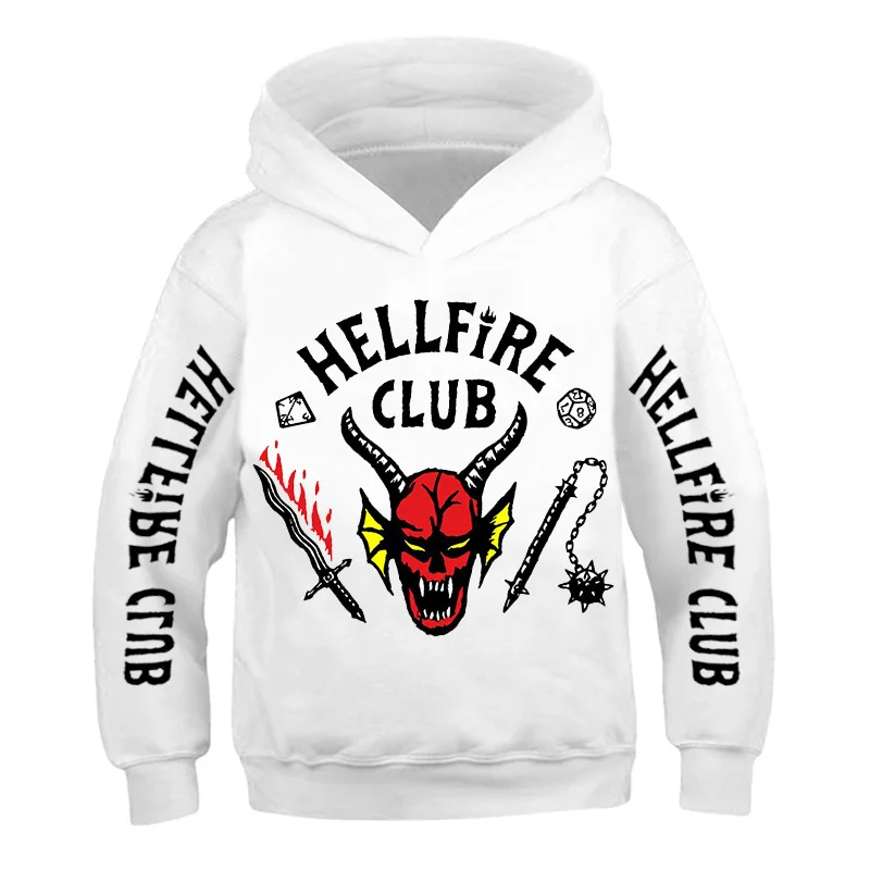 

2022 Autumn Children Cartoon Hoodies for Boys Stranger Things 4 Printing Boys Hellfire Club Streetwear Girls Tops Kids Clothes