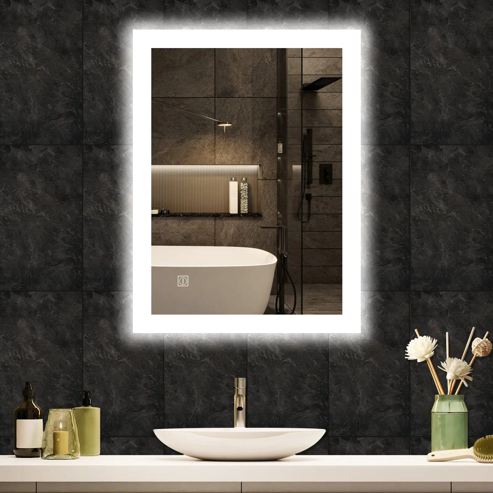 

28x20 inch Backlit Bathroom Mirror with Lights 3 Color Temperature for Makeup