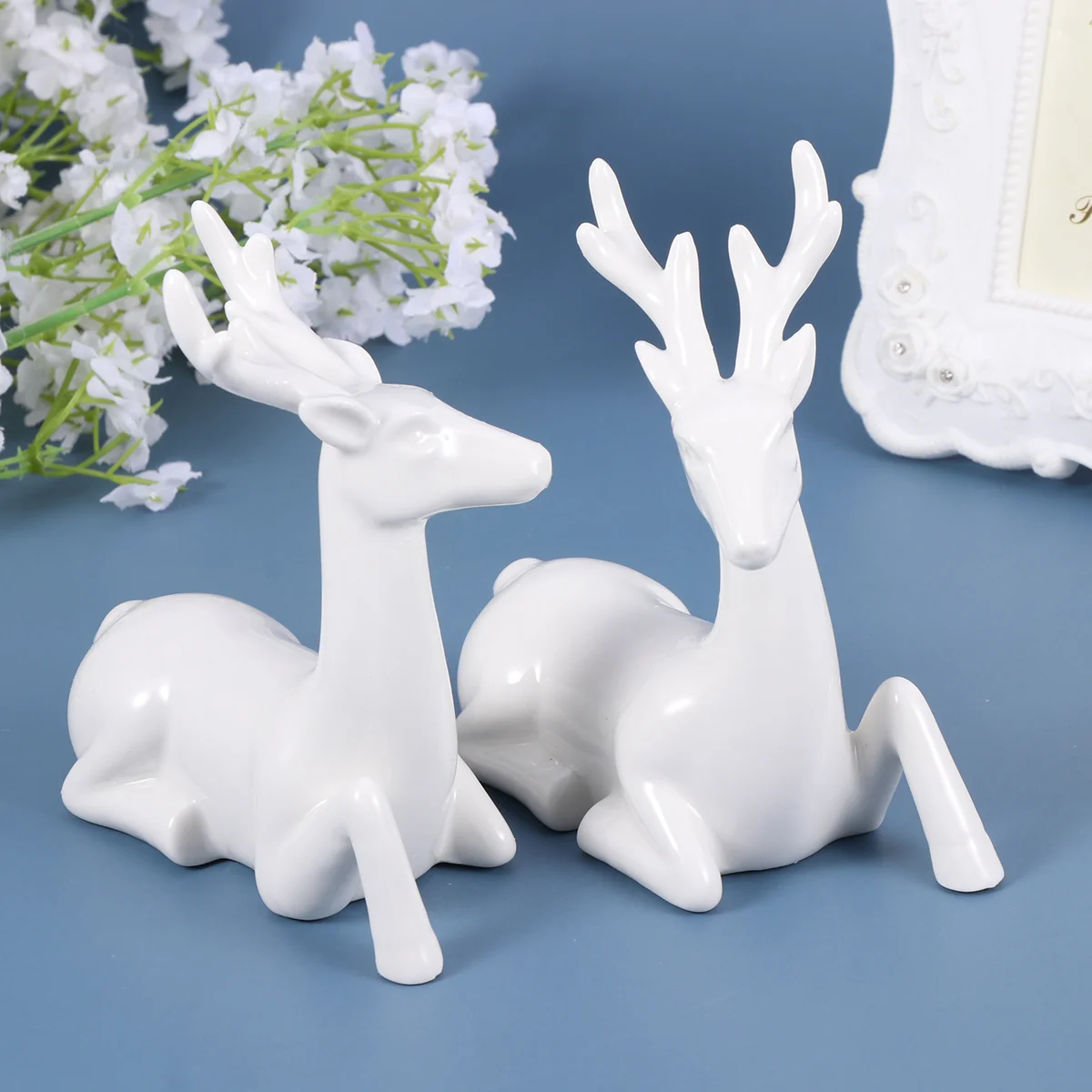 

Deer Ceramic Reindeer Figurine Figurines Sculpturecrystal Elk Decor Animal Christmas Statue Decoration Clear Table Sika Acrylic
