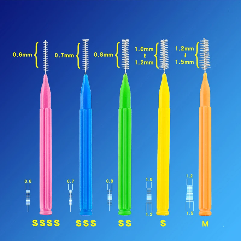 

40pcs/box Toothpick Dental Interdental Brush I Shape Tooth Floss 0.6-1.5mm Cleaning Between Teeth Oral Care Orthodontic Brush