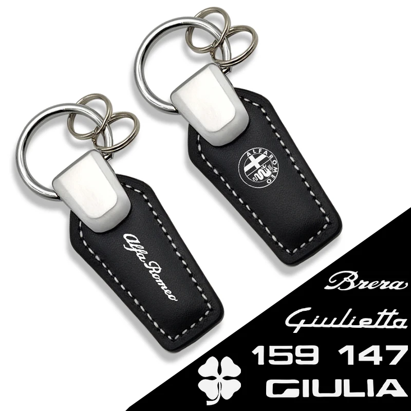 

JKHNN Leather Car KeyChain Key Rings With Car Logo For Alfa Romeo 159 147 156 Mito 4C Giulia Giulietta Sportiva Car Accessories