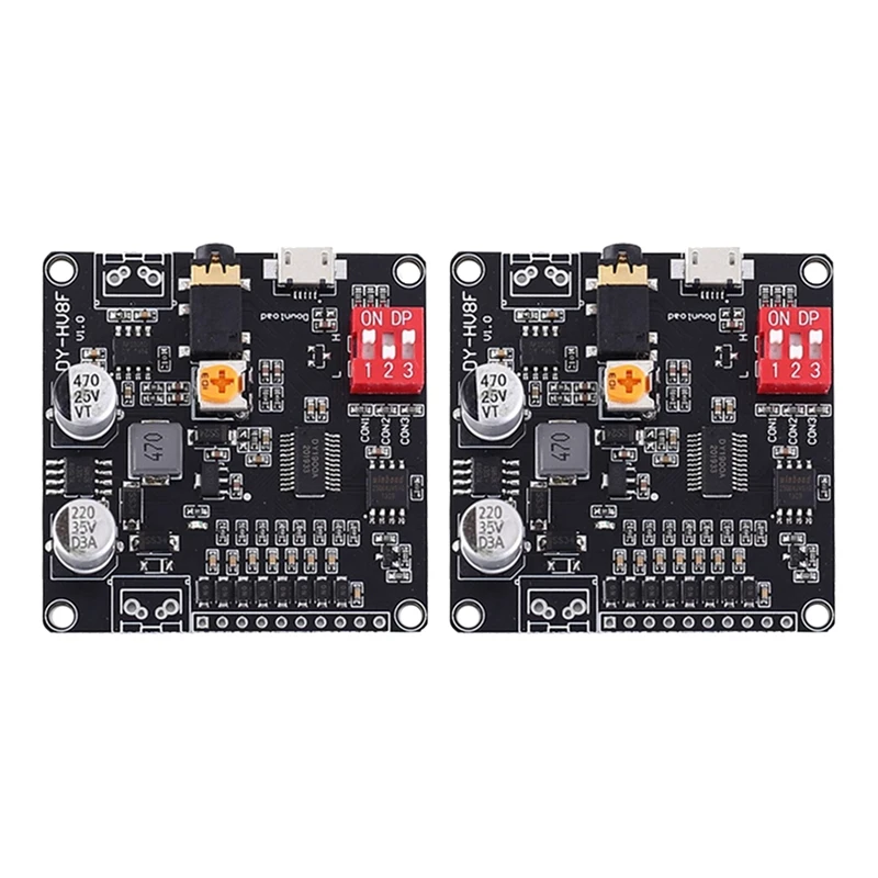 

Модуль воспроизведения голоса HV8F для Arduino MP3, 2 шт., 12 В/24 В, последовательное управление портом, 10 Вт/20 Вт