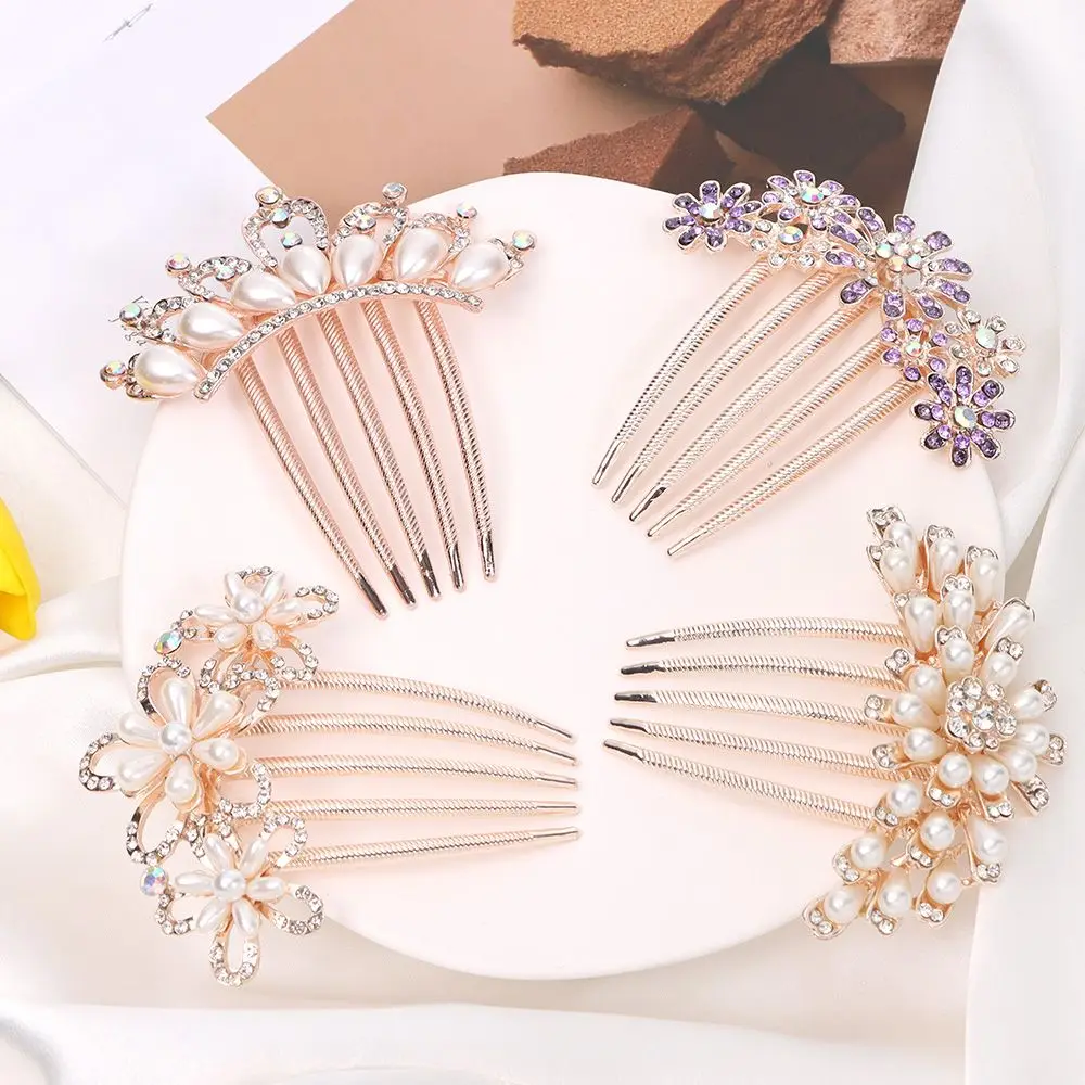 

Comb Bridal Hairpin Headwear Bridal Hair Accessories Rhinestone Hair Comb Bridal Crystal Hair Ornaments Pearl Tiara