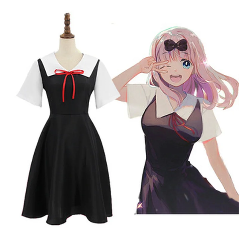 Anime Shinomiya Kaguya Cosplay Costume Kaguya-Sama: Love Is War Fujiwara Chika Wigs Halloween Cosplay Dresses + Headdress