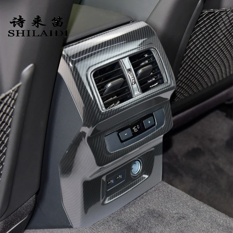 

Car Styling Rear Air Conditioner Vents outlet Frame Decoration Cover For Audi Q5L Q5 FY 2018-2022 Carbon Fiber Interior Stickers