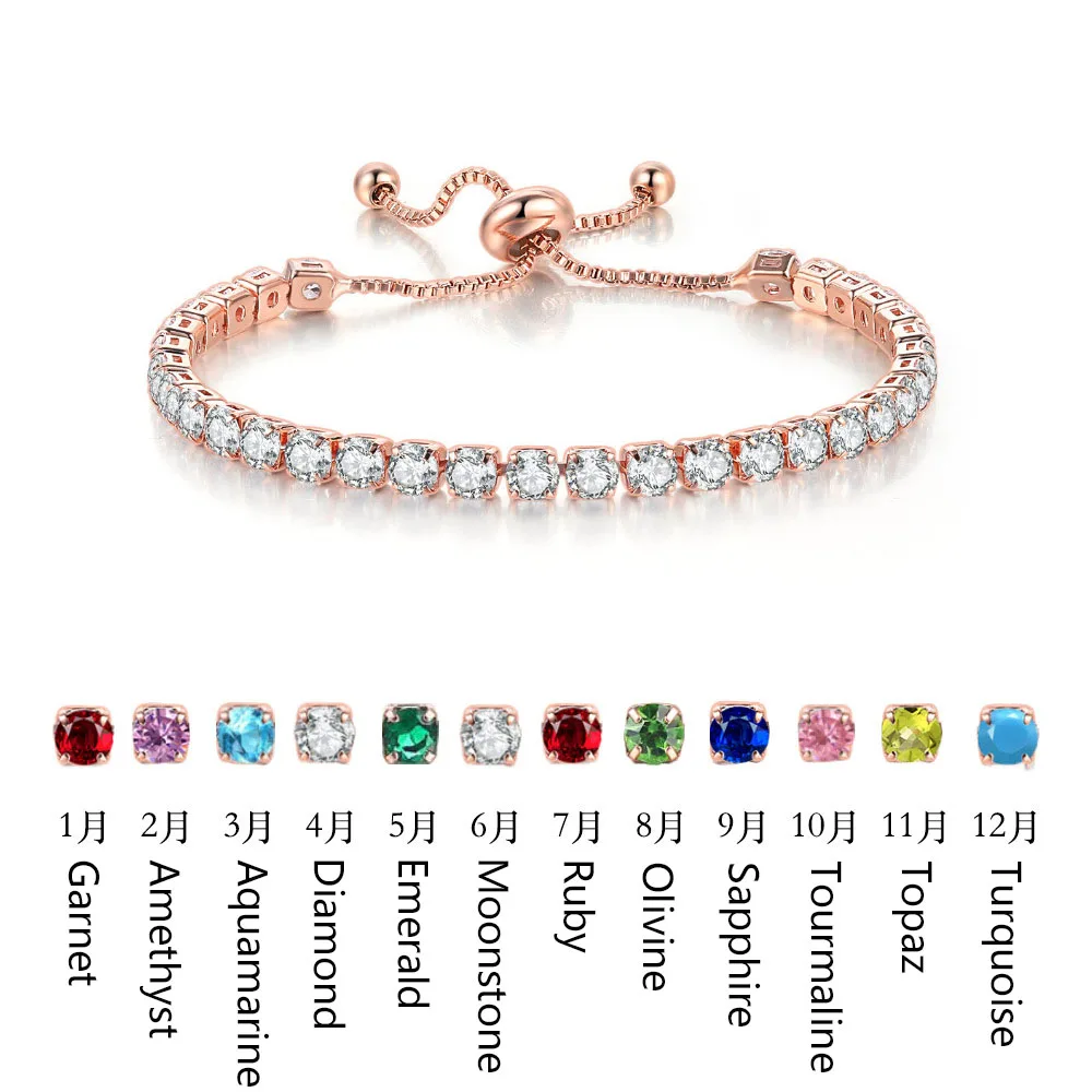 

Cubic Zirconia Tennis Bracelets Iced Out Chain Crystal Wedding For Women Men 4mm