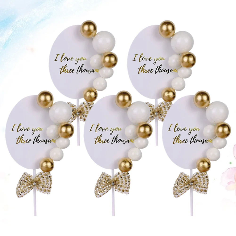

5pcs Romantic Party Supplies Cake Insert Cupcake Picks for Birthday Valentine's Day Party