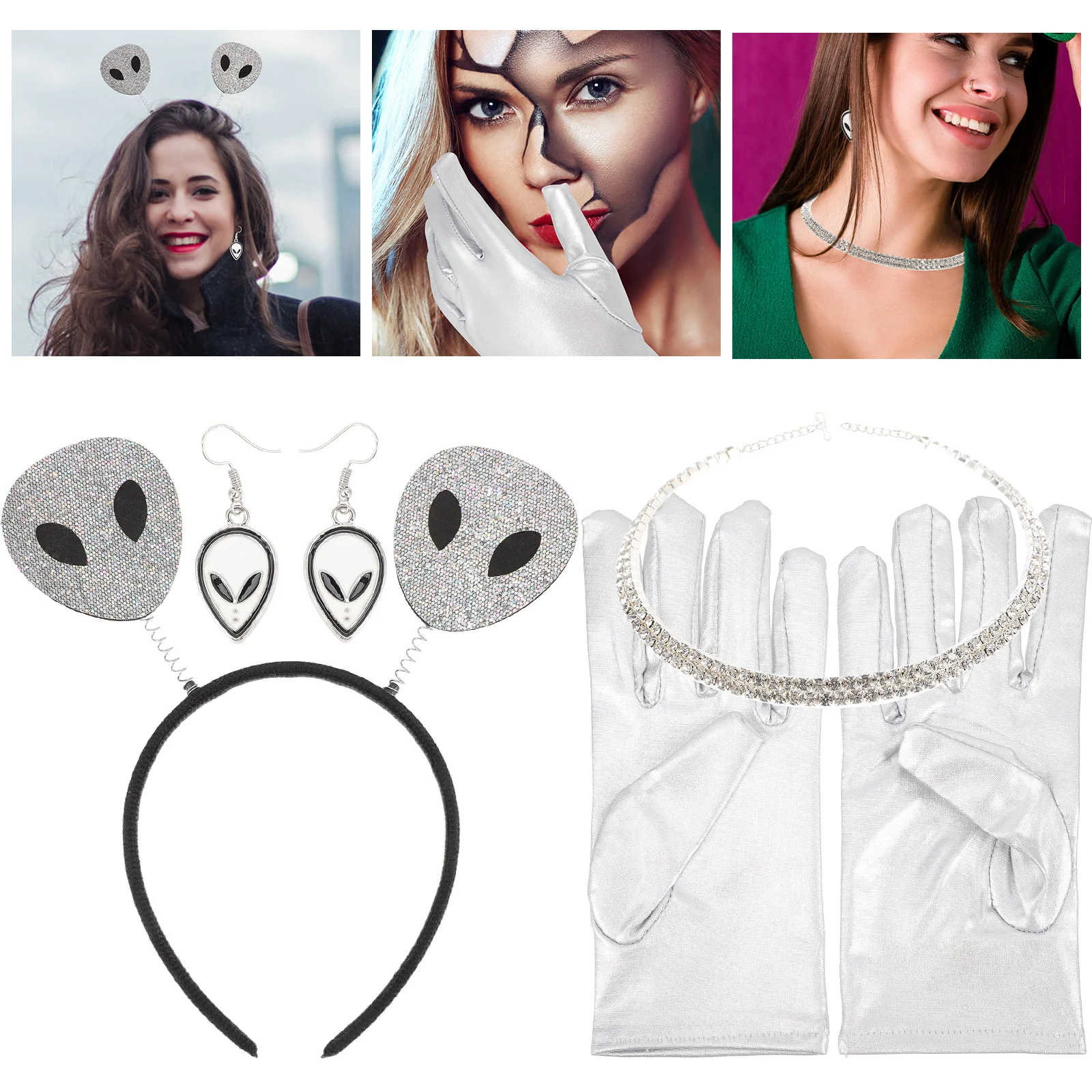 

Headband Party Hair Funny Alien Hoop Look Cosplay Accessory Costume Decor Earrings Hoops Prom