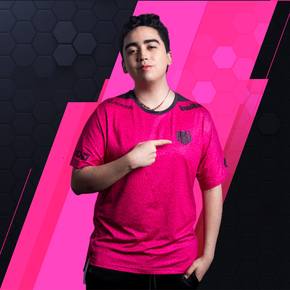 

T-Shirt 2022 VALORANT KRU Team Uniform Game Uniform Short Sleeve Game T-Shirt Summer New Gram Pink Custom Name Special Edition