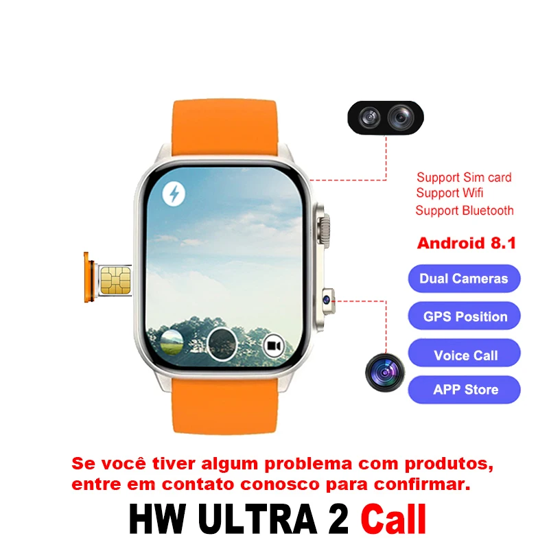 Смарт-часы 4G Full Netcoms HW ULTRA 2 CALL Android 8.1 SIM-карта GPS WIFI приложение