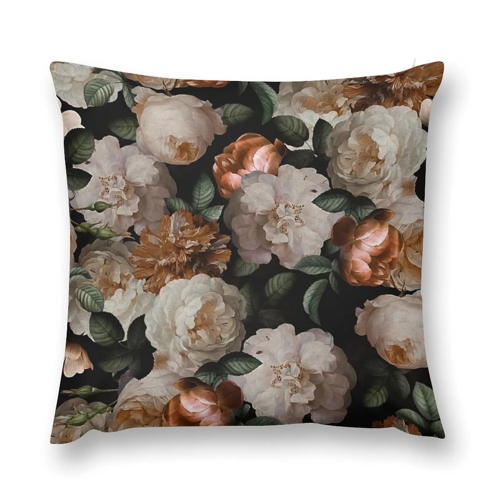 Антикварные Jan Davidsz. de Heem пышные розы цветы на черном растительном узоре ночник