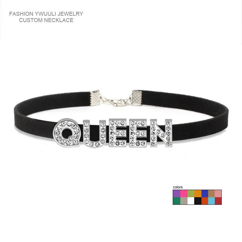 

Rhinestone Letter SEXY QUEEN BABY Choker Necklace for Women Fashion Korean Leather Collar Custom Personalized Neck Jewelry Gifts
