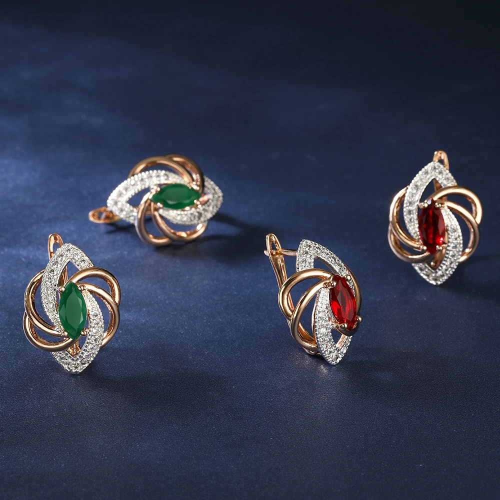 Серьги из розового золота 585 пробы с медным покрытием двухцветные