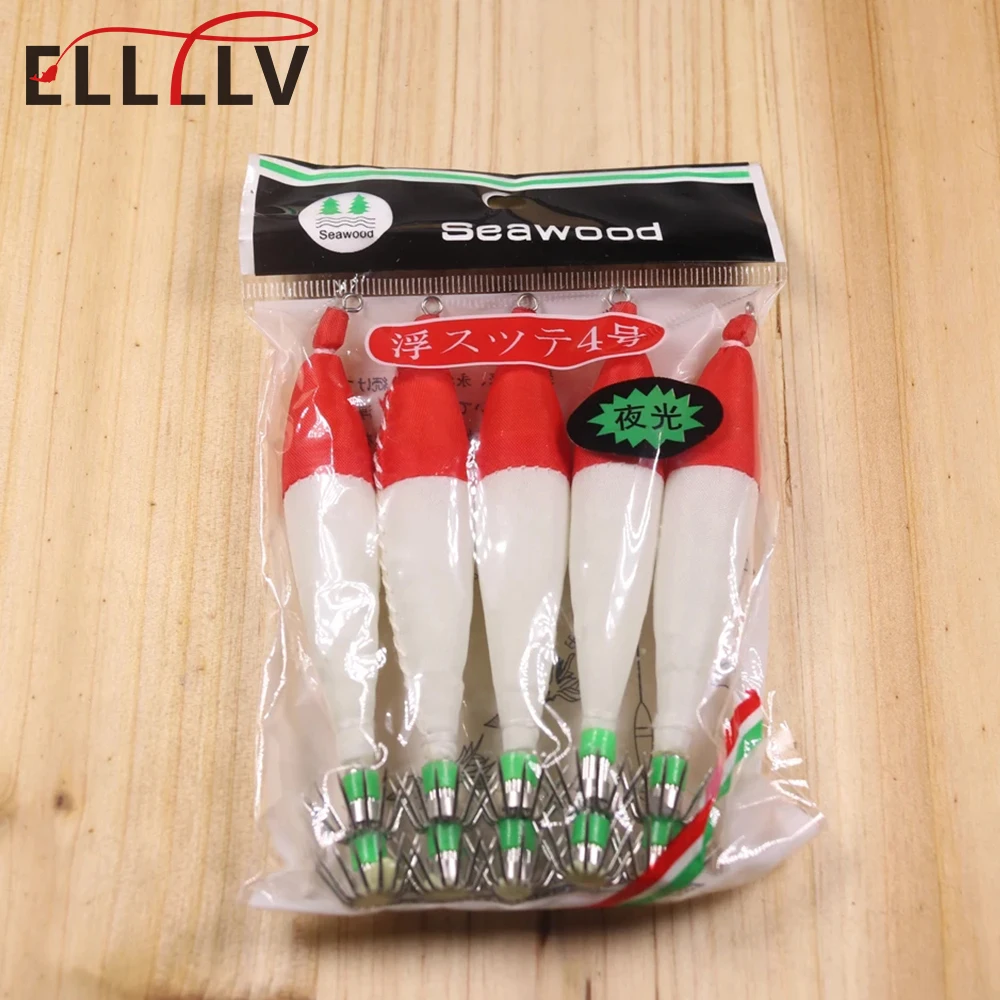 

5pcs/pack 10.5cm/6g Luminous Double Layers Umbrella Squid Octopus Jigs Lure Glowing Artificial Wood Shrimp For Sea Fishing
