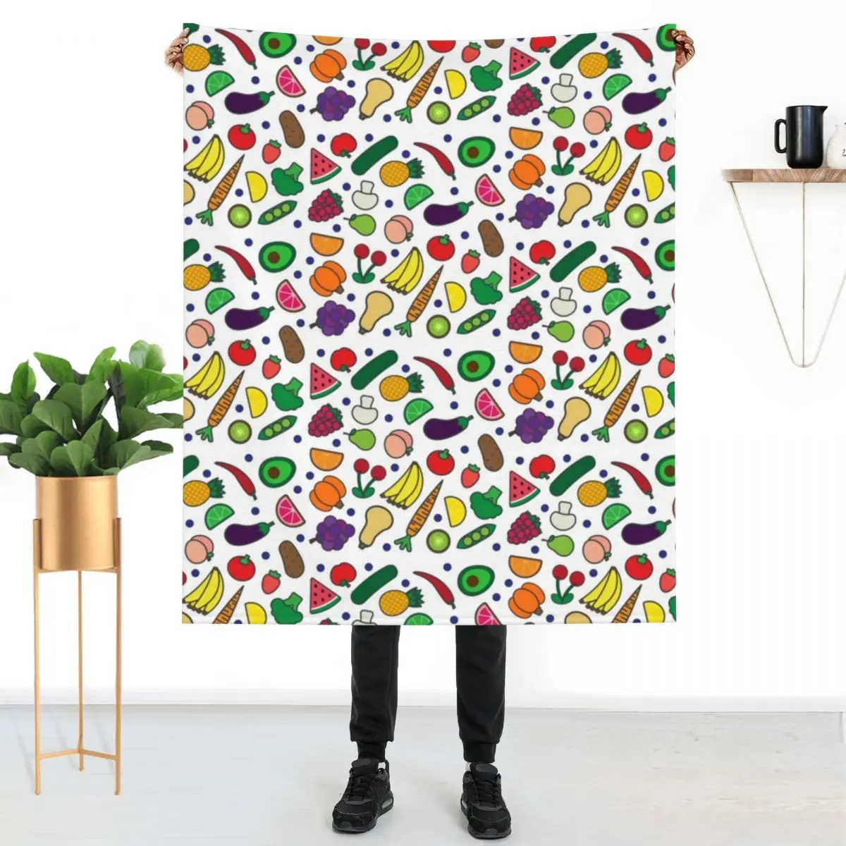 

Fruits And Veggies Blanket Vegetarian Lifestyle For Sleeping Warm Throw Blanket Luxury Comfy Blankets
