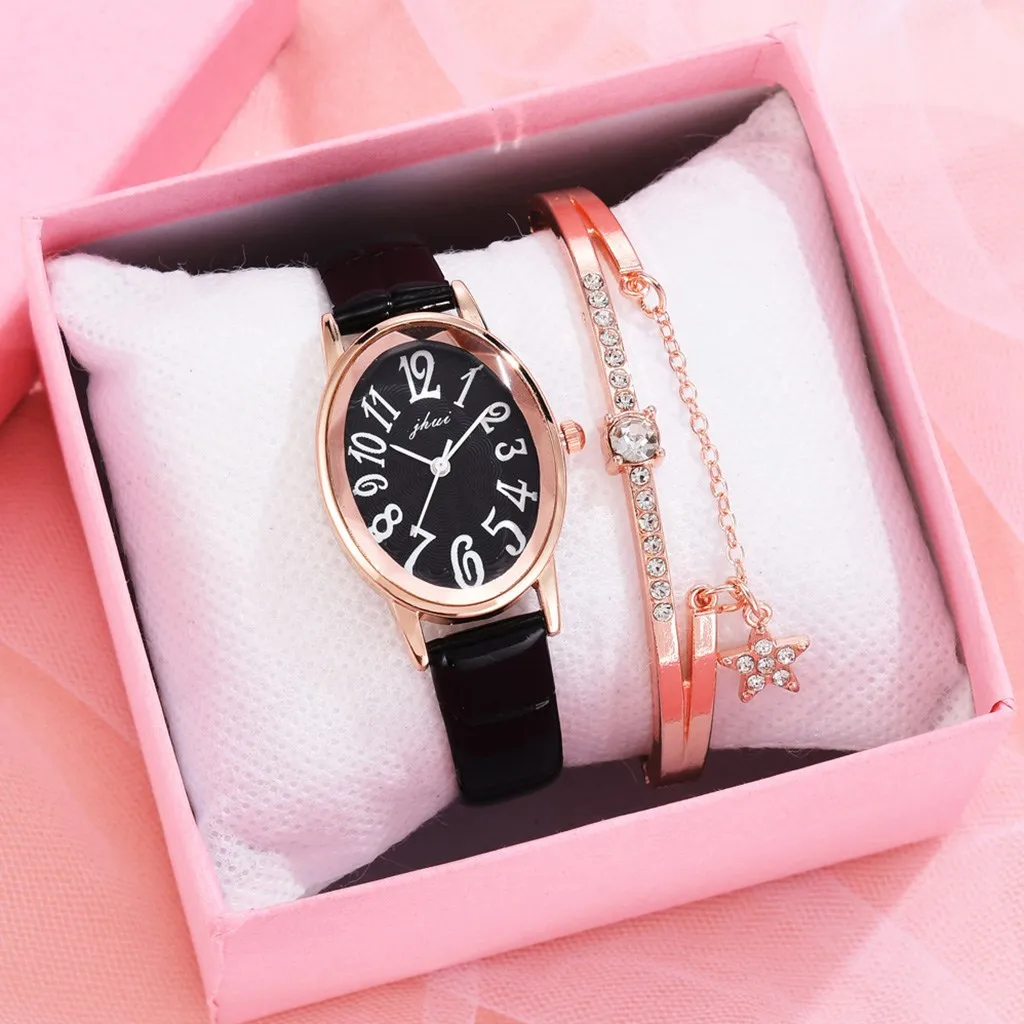 

Fashion Women Watches Elegant Leather Band Bracelet Rhinestone Designer Ladies Quartz Wrist Watch Dress Black Clock Montre Femme