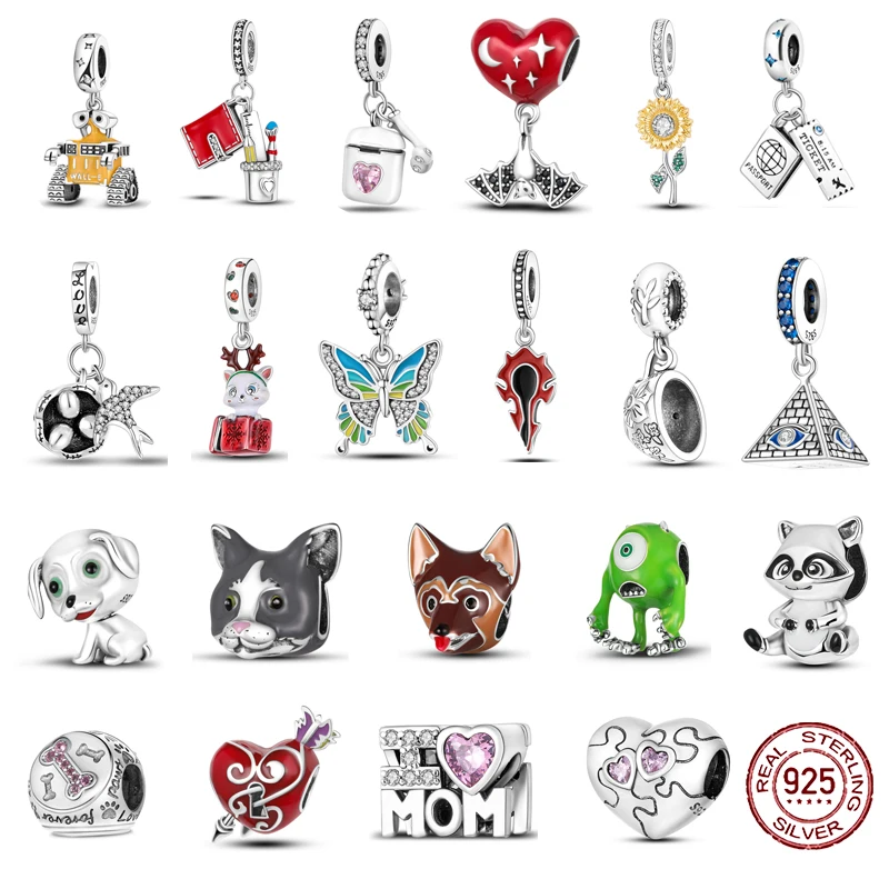 

2022 New 925 Sterling Silver Animal Butterfly Cartoon Heart Bead Fit Original Pandora Charms Bracelet Women Jewelry DIY Gift