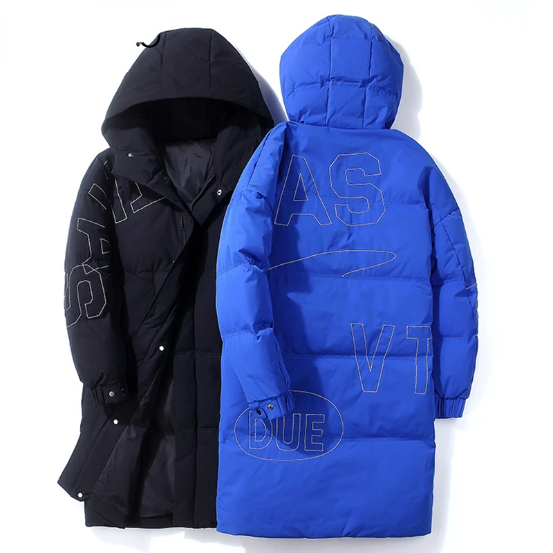 2022NEW 2021 Winter Warm Thick Long Down Jacket Men Fashion Hooded Windproof White Duck Parkas Coat Men Brand Casual Down Jacket