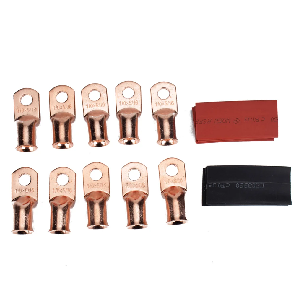 10 Pcs Wire Crimp Connector Terminals Ring Heavy Duty Lugs Connectors Copper Electrical Bare Eyelets