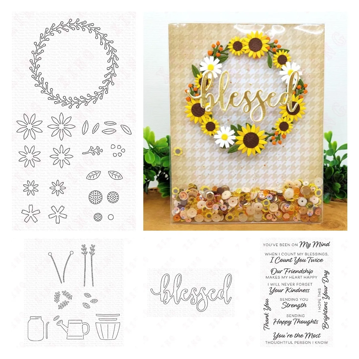 

New Metal Cutting Dies Stamps Scrapbook Deco Embossing Template Diy Greetings Sunflower Wreath Farmhouse Foundations Blessed Die