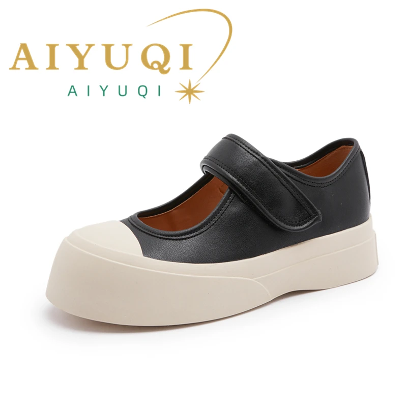 AIYUQI Mary Jane Women Shoes Summer 2023 New Genuine Leather Women's Loafers Platform Fashion Women's Canvas Shoes