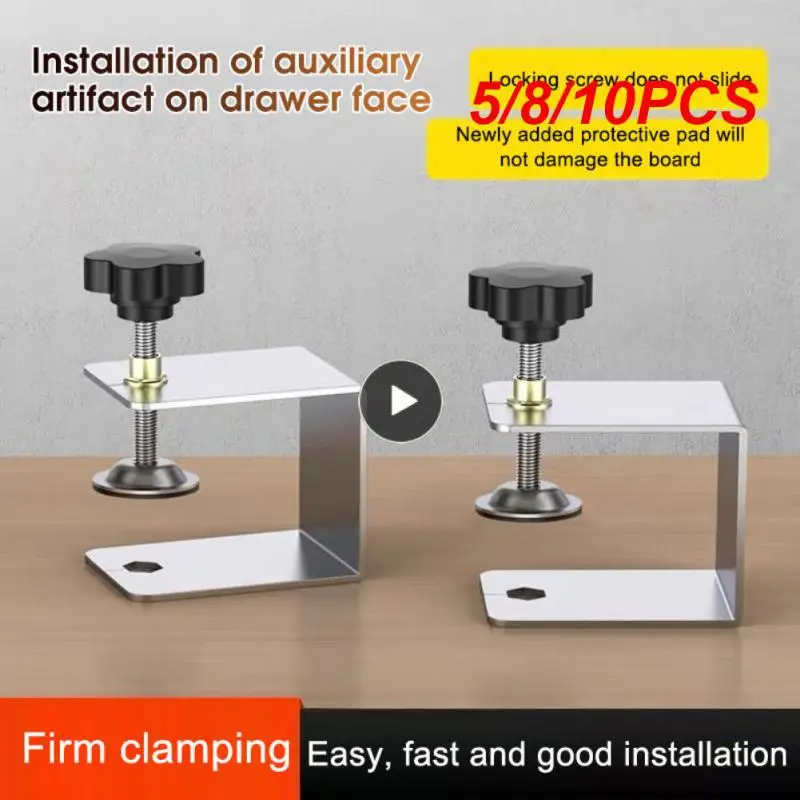 

5/8/10PCS Fixing Clip Stable Durable Smooth New Steel Drawer Front Installation Clamps Drawer Panel Clips Tools Woodworking