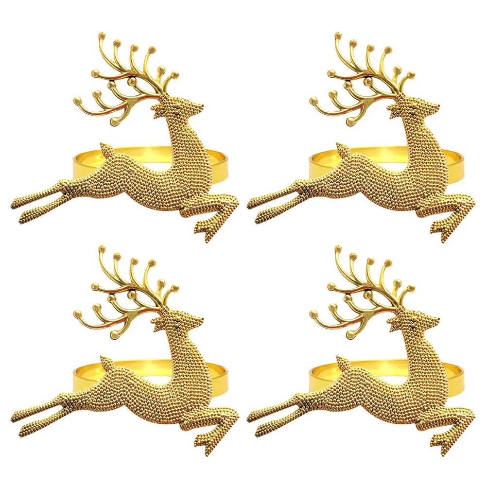 

Napkin Rings Christmas Holders Buckles Metal Deer Ring Creative Elk Xmas Reindeer Buckle Dinner Banquet Holder Party Restaurant