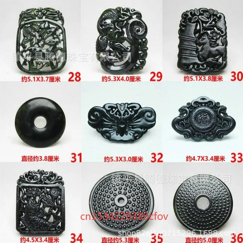 Китайский натуральный черный зеленый нефрит разные стили подвеска ювелирные