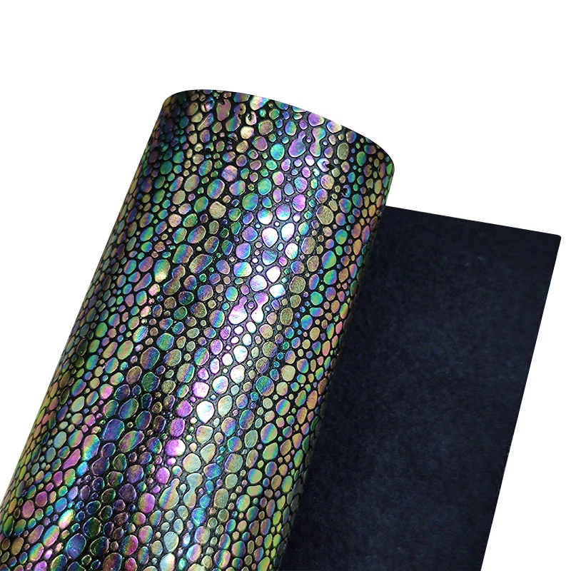 

XHT Colorful Metallic Reflective Effect Embossing PU Leatherette Fabric Sheet for Making Cover/Hair Bow/Decorative Leatherette