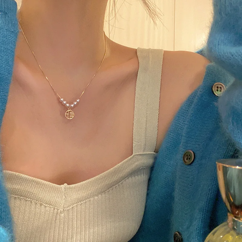 

Модные ожерелья из стерлингового серебра 925 пробы с жемчужными бусинами ювелирные изделия Женская цепочка стандартные Подарки для женщин