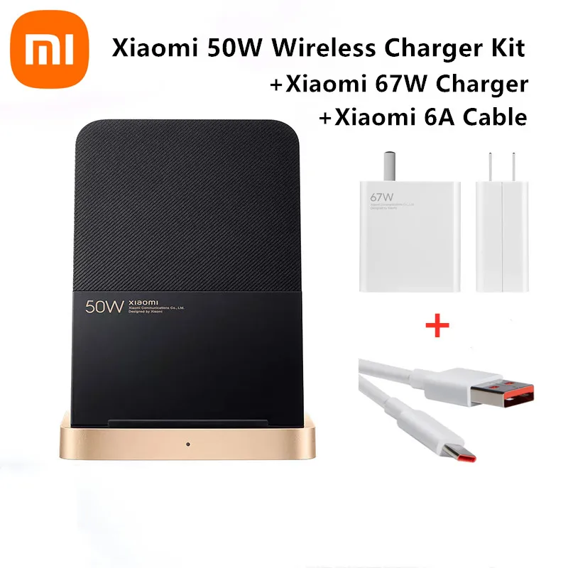 Xiaomi 50w Carregador sem Fio de Refrigeração de ar Vertical com 67w Carregador 6a Tipo-c Cabo de Carregamento Rápido para Xiaomi 11 12 Pro para Iphone