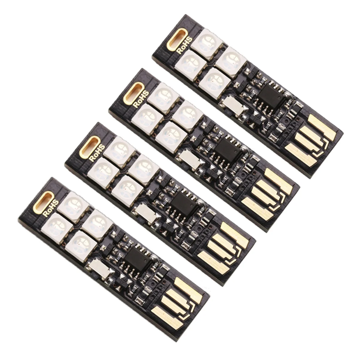 

4PCS Mobile Power USB Light Colorful Atmosphere Light 4LED Button Switch Smart Night Light