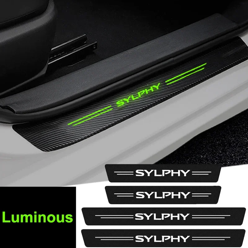 Светящиеся наклейки для Nissan Sylphy из углеродного волокна противоударные пороговое