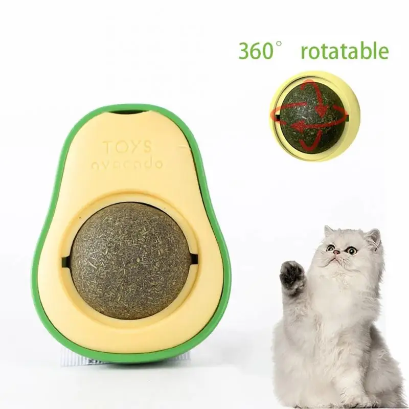 

Avocado Catnip Ball Rotatable Pet Toy Mint Ball Wall Stickup Cat Snacks Kitten Cartoon Pet Teeth Cleaning Accessories Supplies