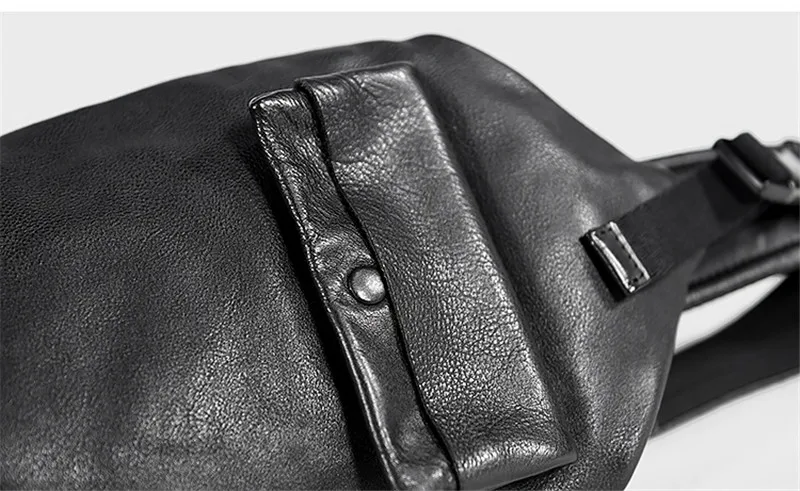 High-quality genuine leather men's black chest bag outdoor fashion casual daily designer luxury natural cowhide crossbody bags