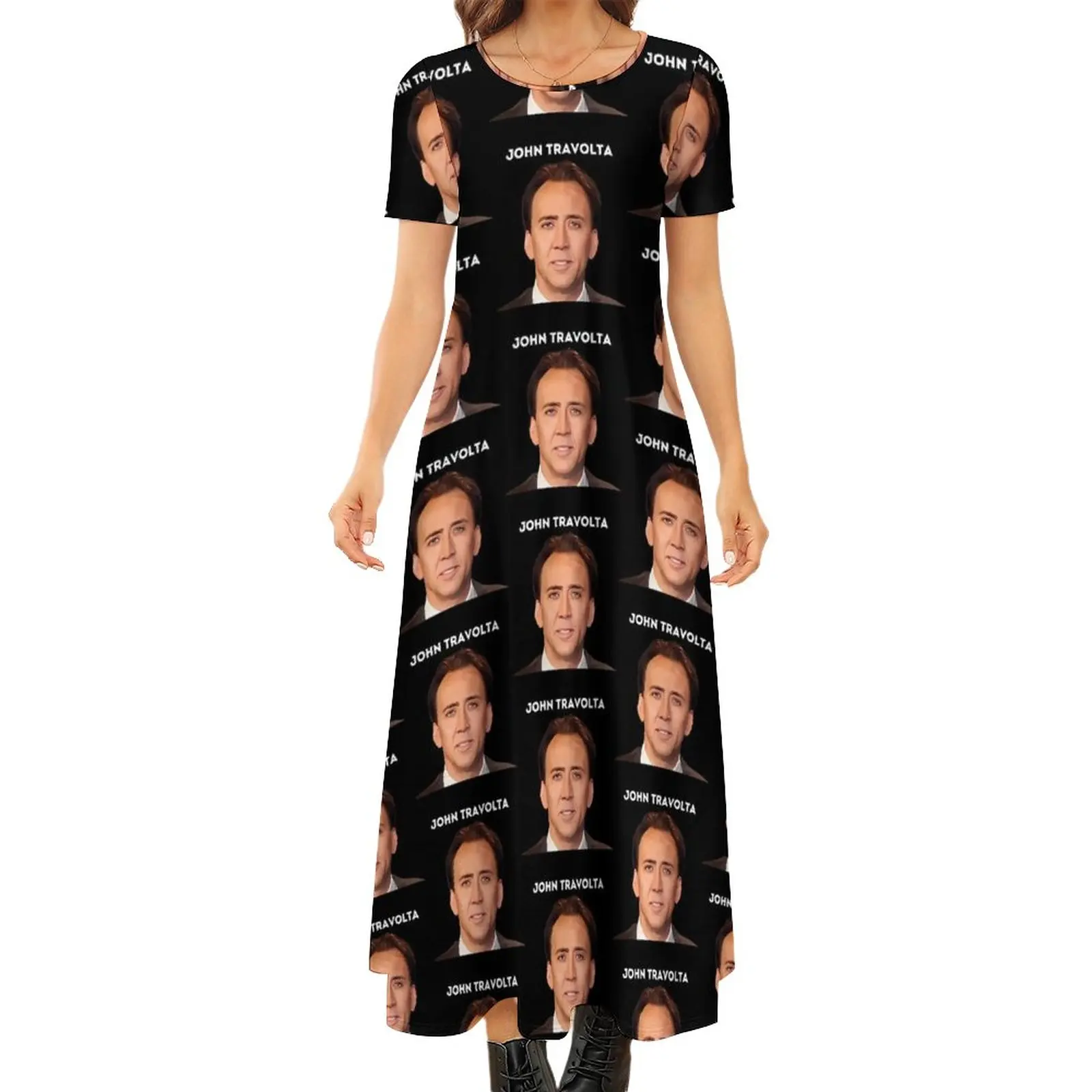 

Женское длинное платье в богемном стиле, с принтом лица