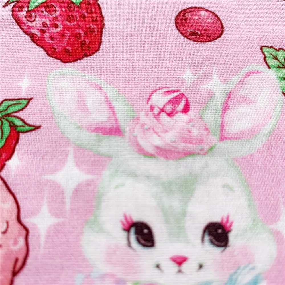 Милая детская хлопковая ткань с мороженым клубничным кроликом для одежды сделай