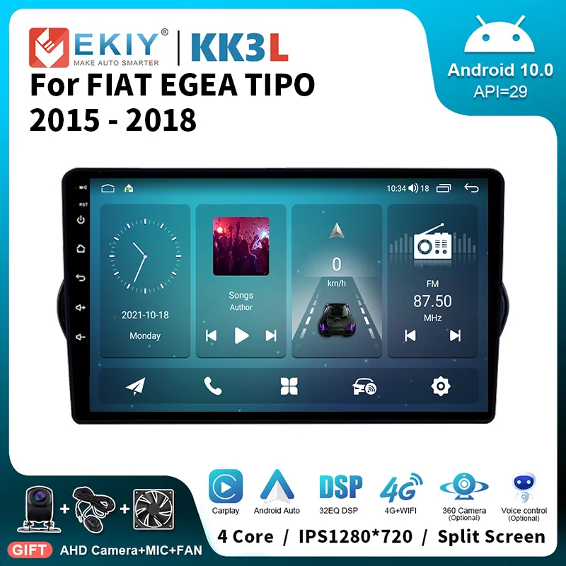 

EKIY KK3L Android Stereo Car Radio For FIAT EGEA TIPO 2015 - 2018 IPS Multimedia Video Player Navigation GPS Carplay Head Unit