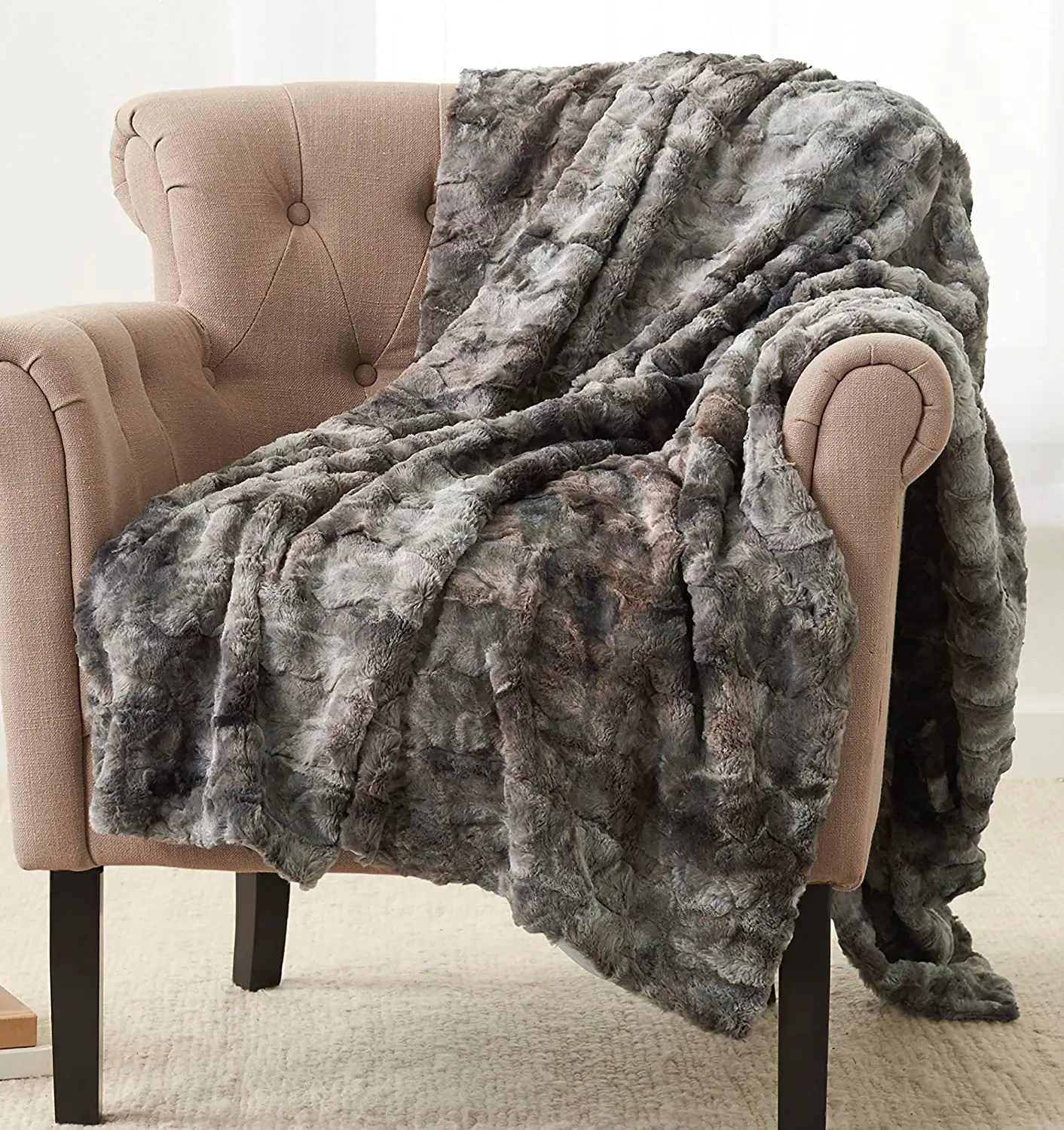 

Faux Blanket Cozy Soft Skin Friendly Warm - 63 x 87 inches, Frost Grey