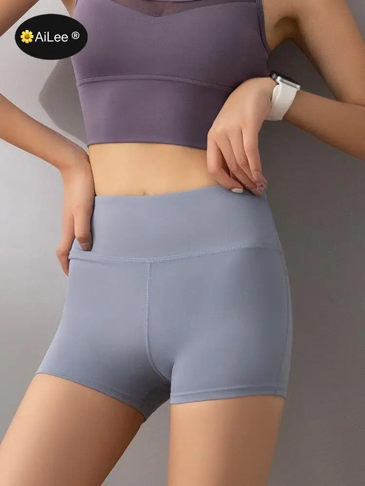 Slim Fit High Waist Sport Shorts Hip Push Up Women Plain Soft Nylon Fitness Running Shorts Tummy Control Workout Gym Shorts