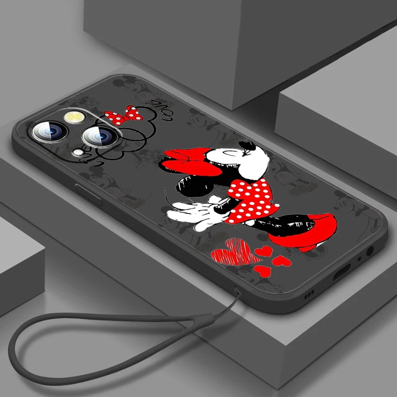 

Mickey Minnie Disney Cartoon Phone Case For Apple iPhone 14 13 12 Mini 11 XS Pro Max X XR 8 7 SE Plus Cover Liquid Rope Funda