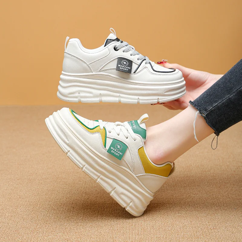 

Little White Shoes Female Spring and Autumn New Leisure Sports Shoes Versatile Student Board Shoes Thick Sole Elevated Shoes
